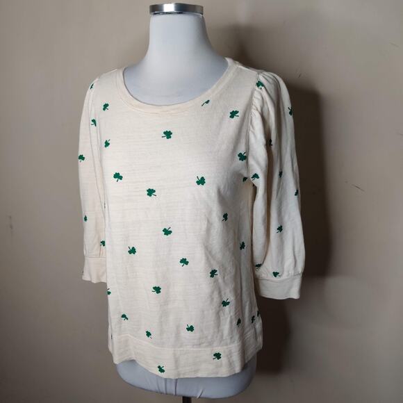 Ann Taylor LOFT Clover Leaf Top St. Patrick's Irish Cotton - Picture 4 of 9